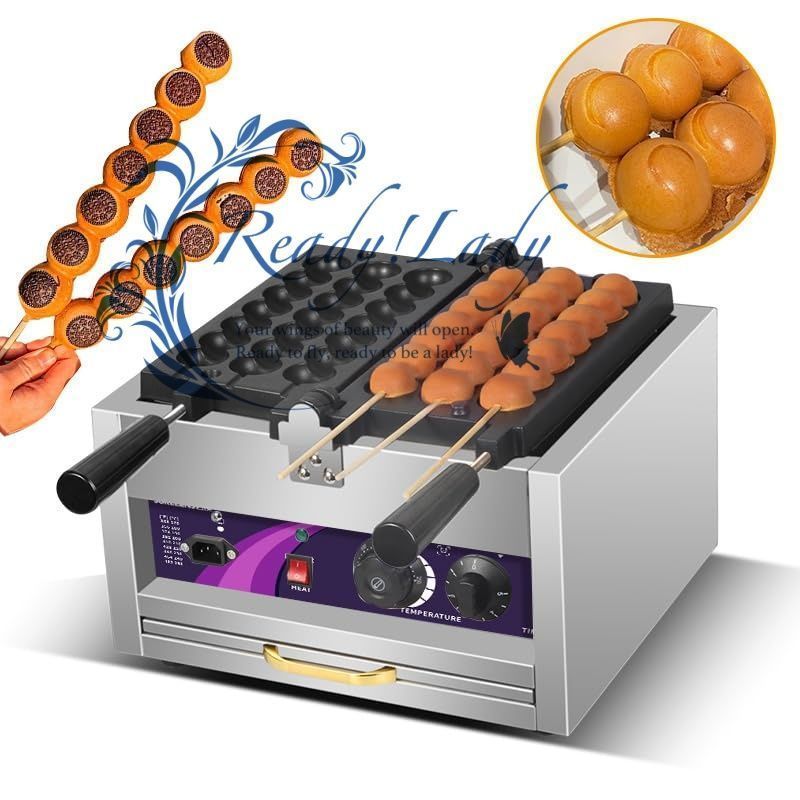 バブル串ワッフルボールマシン サーモスタット制御機能付き 5分以内にワッフル 家庭用キッチンスナックル串 業務用バブル串ワッフ チュアンチュアンケーキマシン