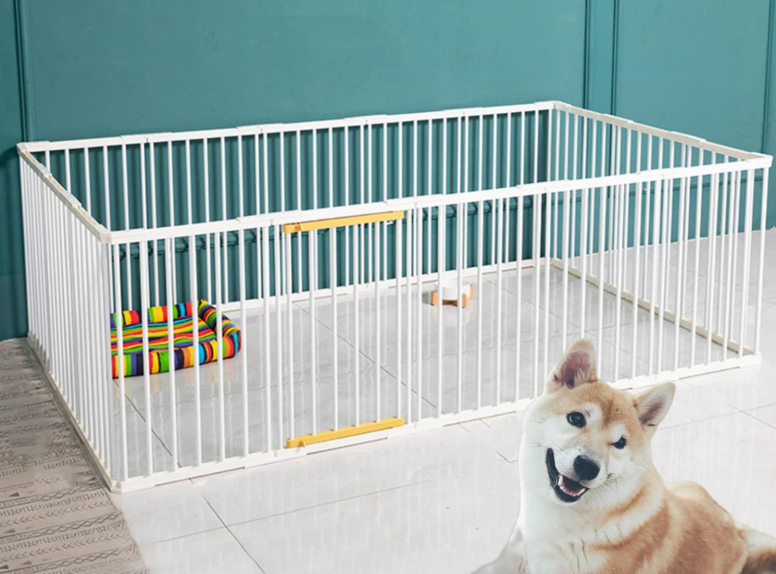 YFFSFDC ペット プレイ サークル 小動物フェンス アウトドア|室内 遊び用のサークル 折り畳式 小動物 メッシュ ケージフェンスペット ゲージ 収納簡単 軽量 脱走防止 袋付き ペットサークル 犬 ケージ ジョイント式ペットフェンスド