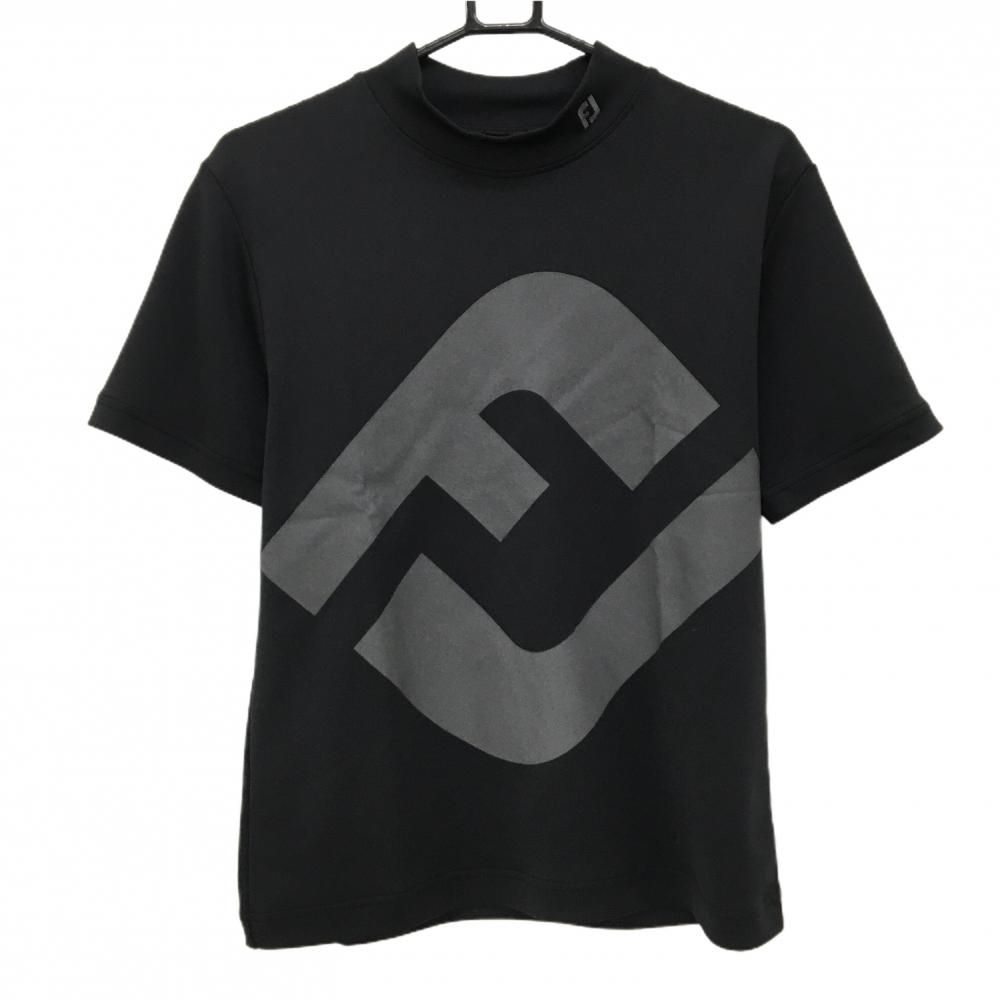 超美品】フットジョイ 半袖ハイネックシャツ 黒×グレー