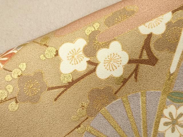 平和屋着物□豪華色留袖 作家物 駒刺繍 立波松竹梅扇面花文 金彩 正絹  
