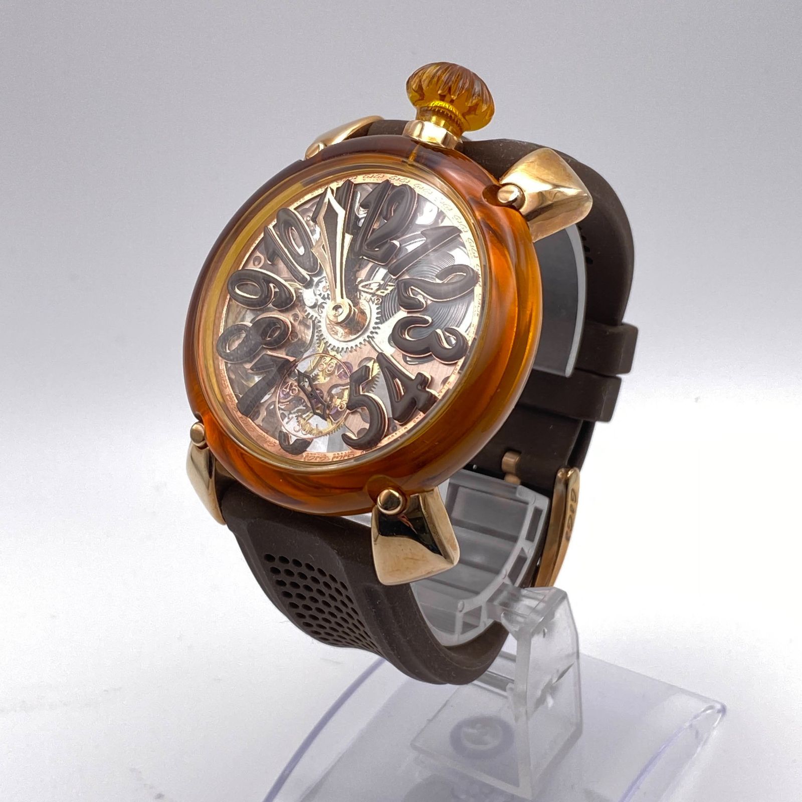 ガガミラノ マヌアーレ 48 モザイク 手巻き サファイアカスタム 腕時計 美品 - 腕時計(アナログ)