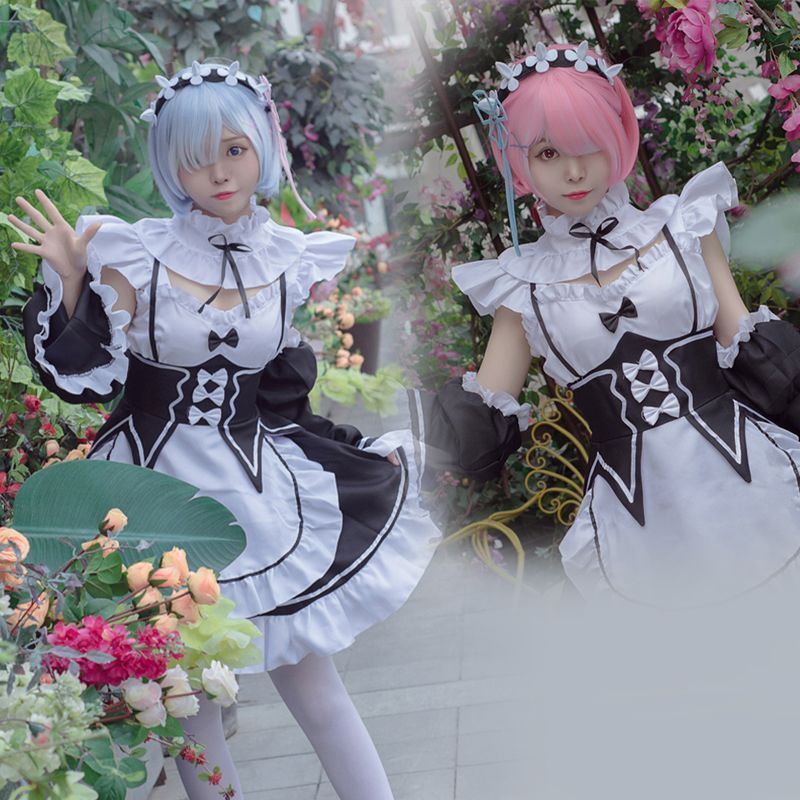 コスプレ メイド服 Re ０から始まる異世界生活 ラム レム コスチューム レディース 萌え アニメ 仮装 か-A