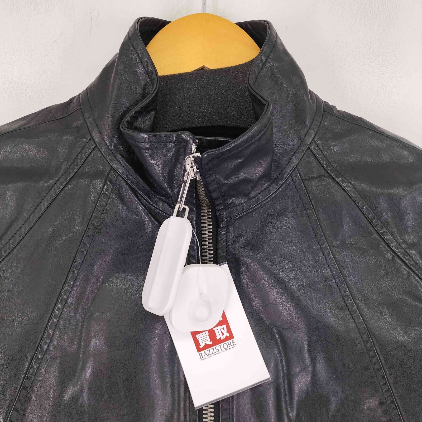 リックオウエンス インターシャ ラムレザー ジャケット ブルゾン ブラックXS リックオウエンス RICK OWENS インターシャ レザージャケット