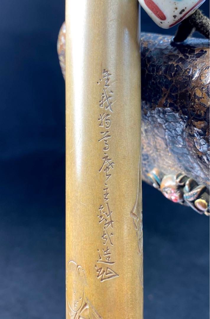 加納銕哉　彫刻　金唐革　純金金具、キセル　木箱付　162g 加納銕哉 彫刻 金唐革 純金金具、キセル 木箱付 162g - メルカリ