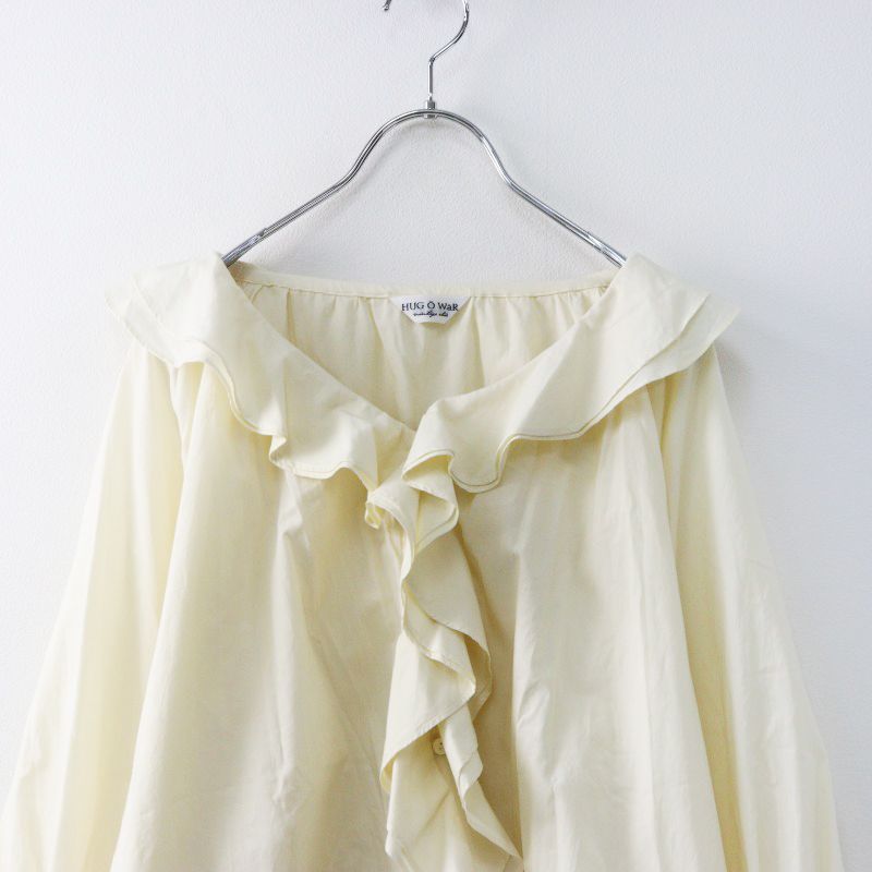 ハグオーワー リネン ギャザー フリル ブラウス