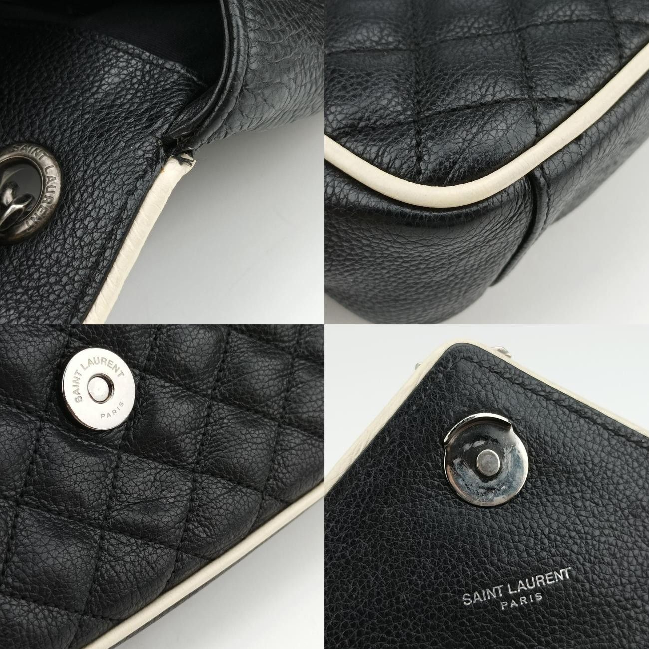 Laurentエンベロープブラック×ホワイトレザー428125TCT428125.1016