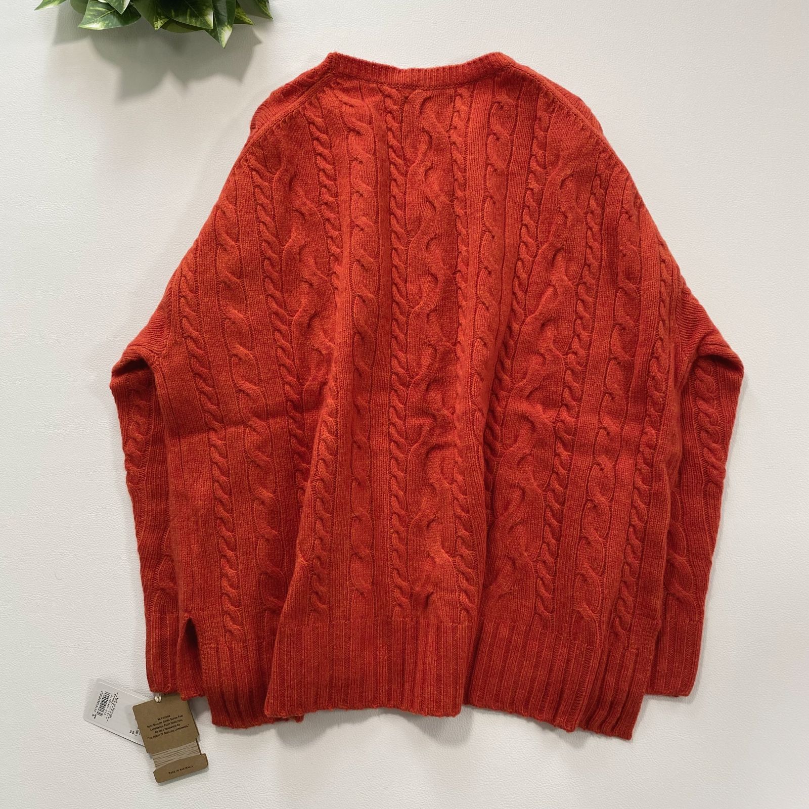 新品タグ♪ハミルトンウールアラン柄ニット M オレンジ アーバン