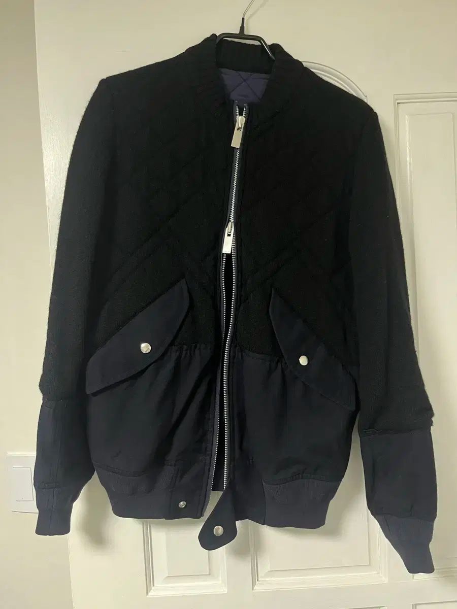 SACAI(サカイ) ウール レイヤード ジップアップ ボンバー ジャケット