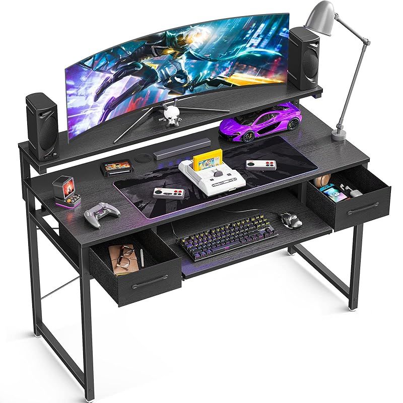 PCデスク パソコンデスク ワークデスク 机 棚 引き出し スライダー ブラック 楽天市場】キーボードスライダー付 パソコンデスク 幅60 キャスター