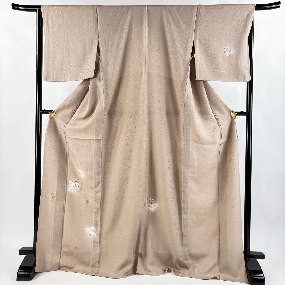 付下げ 身丈172cm 裄丈66.5cm M 単衣 龍 波頭 刺繍 箔 灰茶 正絹 秀品