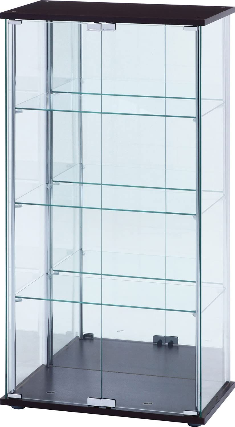 C4 北欧レトロ 木製 ガラスショーケース 扉 2段 ディスプレイラック