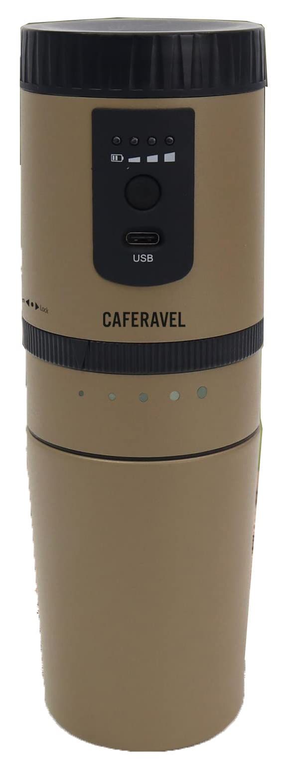 エステエール コーヒーメーカー 電動式 一人分 キャンプ アウトドア に オールインワン caferavel 豆を挽く ドリップ 飲む これ一台で サンド ベージュ MEK-A107FB