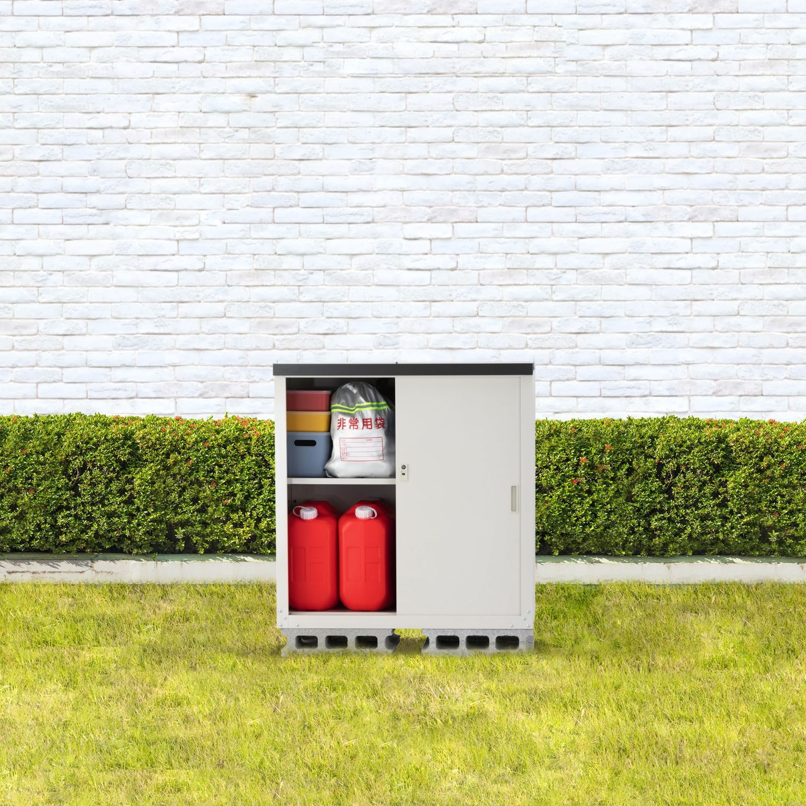 数量 物置 収納庫 屋外 グリーンライフ 小型 棚板1枚 鍵付き 幅89×奥行47×高さ92cm ライトグレー サビに強い 調整 な可動棚 HS-92