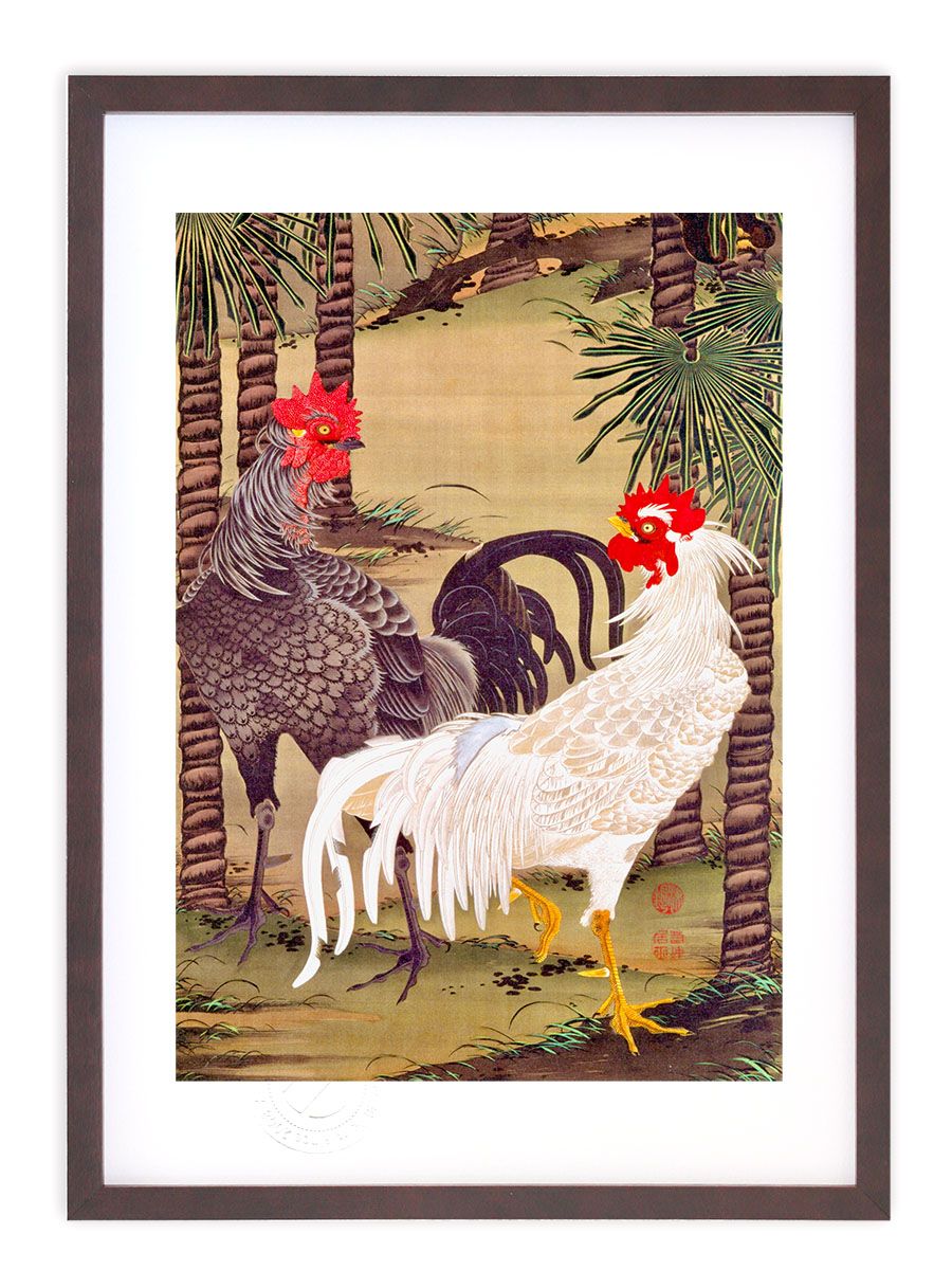 絵画 伊藤 若冲「老松孔雀図」 壁掛け 額入り アートフレーム 和風