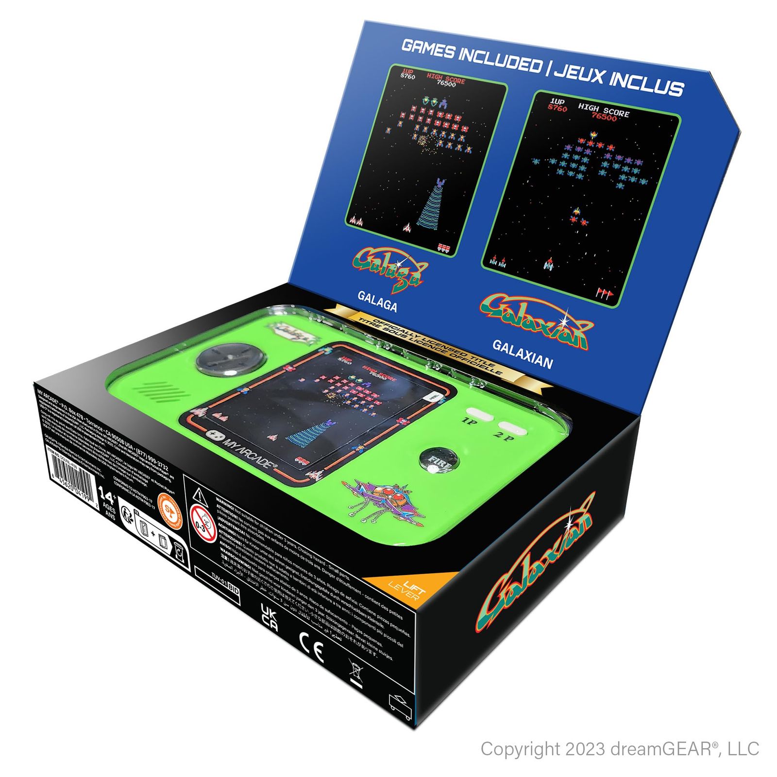 My Arcade Galaga/Galaxian Pocket Player Pro: 2 ゲーム付きポータブル ビデオ ゲーム  コンソール、2.75 インチ