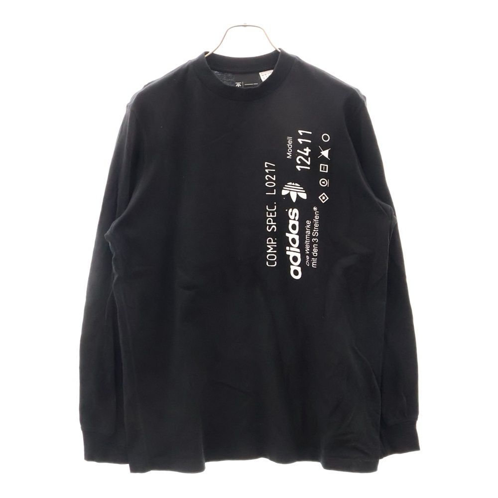 ADIDAS ORIGINALS BY ALEXANDER WANG (アディダスバイアレキサンダーワン) フォントプリント クルーネック ロングスリーブ 長袖 Tシャツ CV5290 ブラック