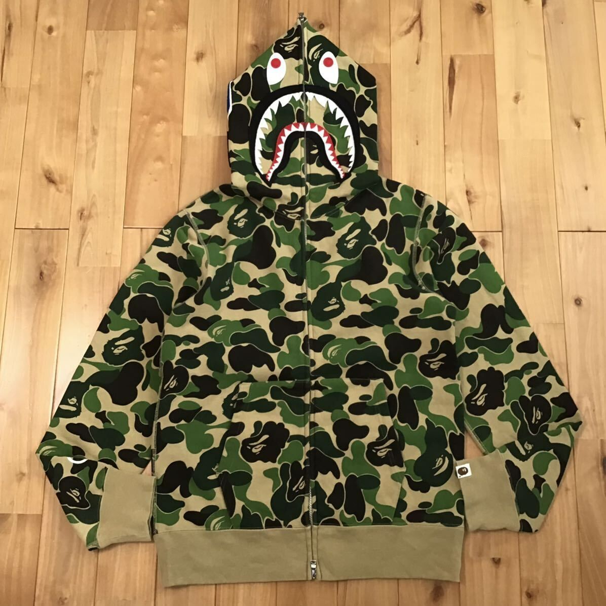 ABC camo green シャーク パーカー Mサイズ shark full zip hoodie a  