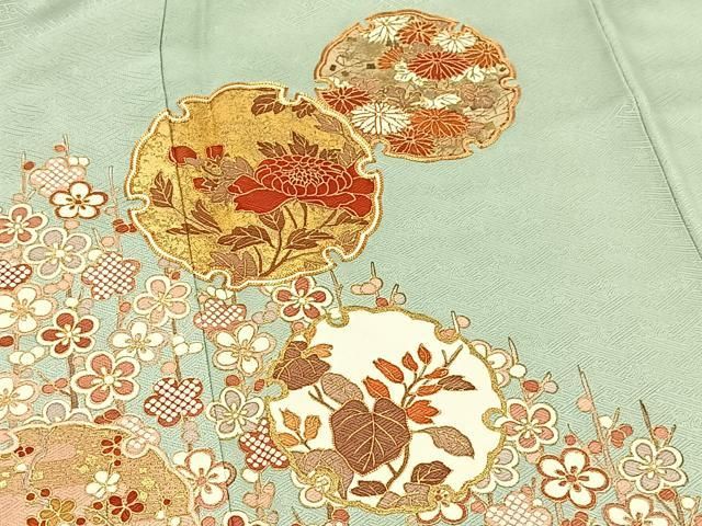 平和屋着物□訪問着 槍梅雪輪花文 金彩 正絹 逸品 BAAR3776yc