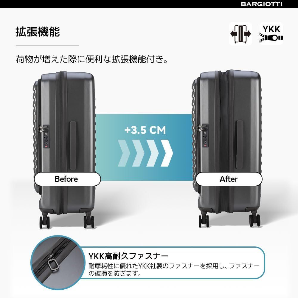 ⑨ [Bargiotti] フロントオープン スーツケース拡張機能 機内持ち込み 61y2ufYObeL._SY200_QL15_.jpg