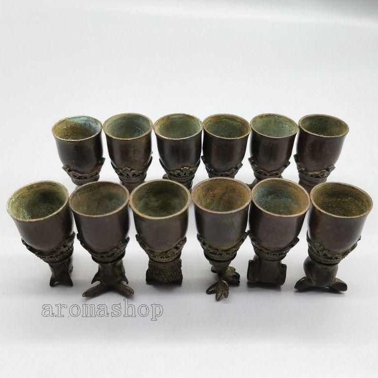 銅 細工 十二支獣首杯 装飾品 現代工芸品 美術品 置物 - メルカリ