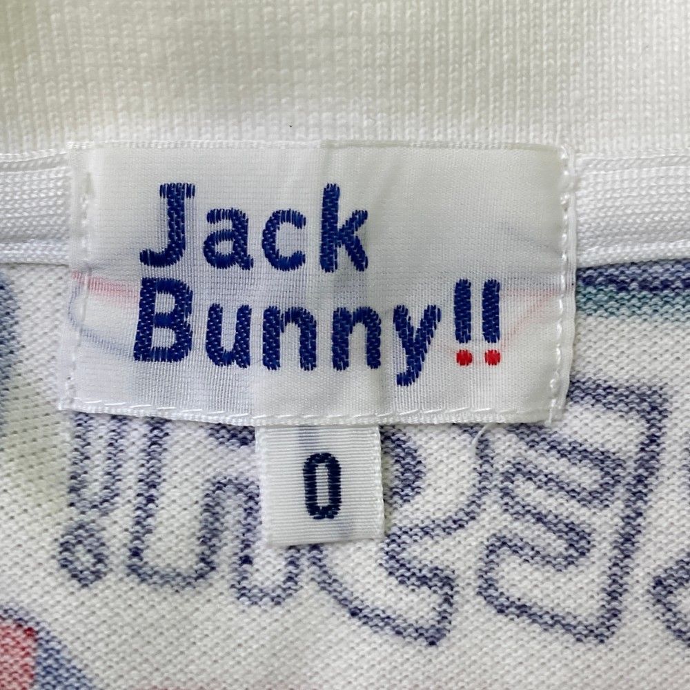 サイズ：0 JACK BUNNY ジャックバニー  半袖ポロシャツ 英字総柄 ホワイト系 [240101462604] ゴルフウェア レディース ストスト サイズ：0 JACK BUNNY ジャックバニー 半袖ポロシャツ 英字総柄