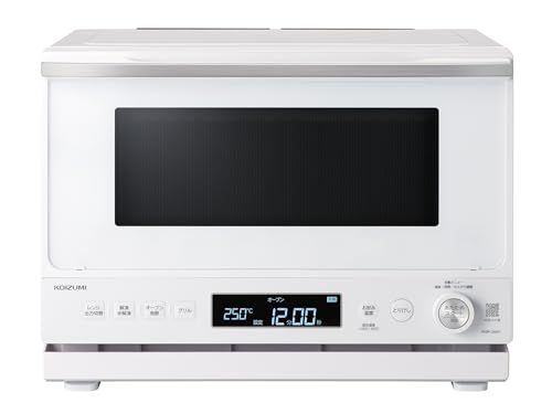 コイズミ オーブンレンジ 26L フラットテーブル ヘルツフリー 赤外線センサー 自動メニュー 大きめ文字表示 角皿付き