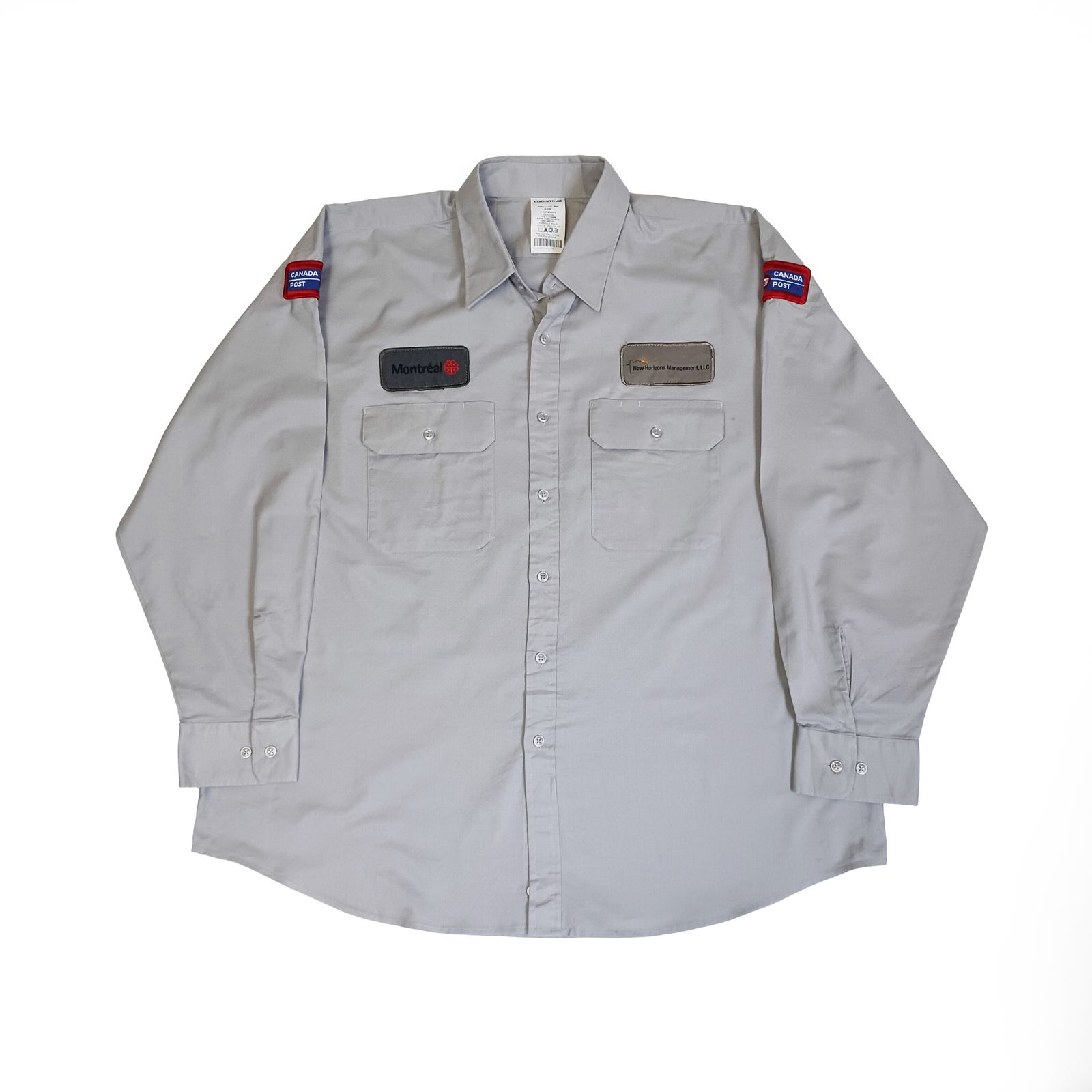 LOGISTIK 長袖 ワークシャツ 企業ロゴ ワッペン グレー系 XXL B202507