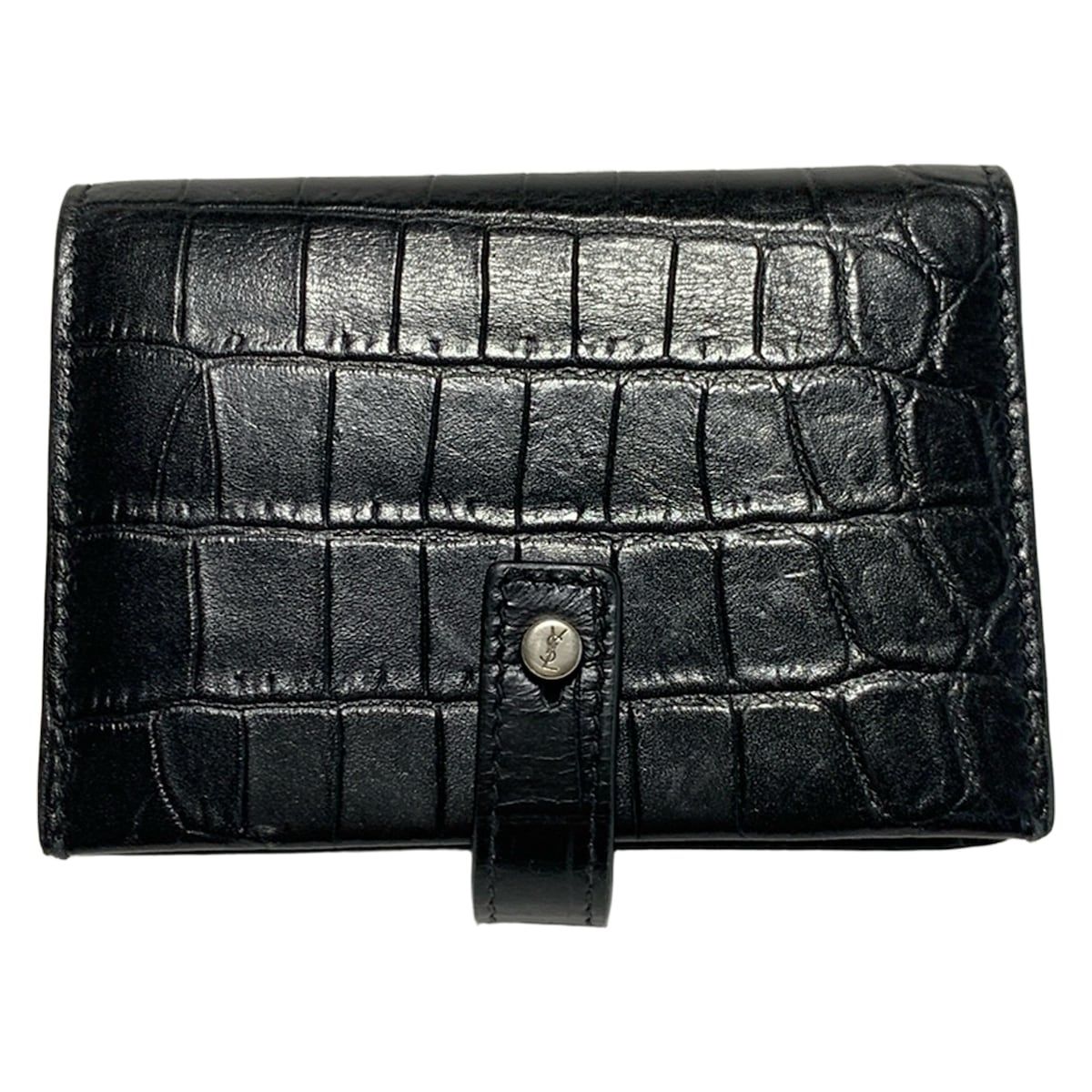 SAINT LAURENT PARIS サンローランパリ 名刺入れ - 507604 黒 型押し加工 レザー