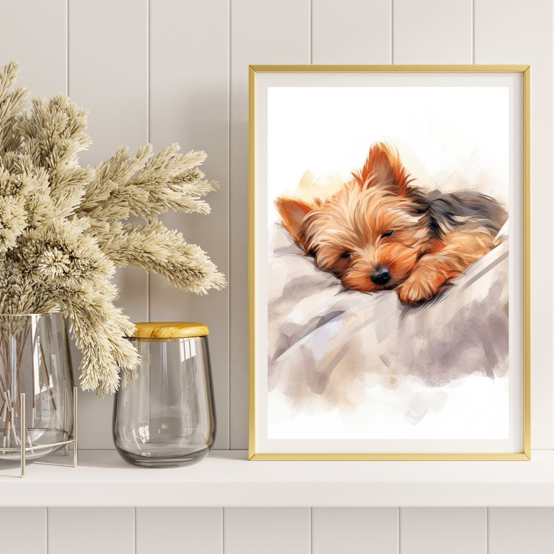 夢心地 オファー - ヨークシャーテリア犬の子犬 No.2】ジークレー版画