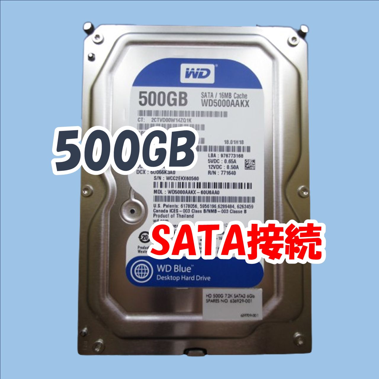 中古動作品 WD Blue 3.5 SATA HDD 6T 1-001 WD Blue 6TB Desktop Hard