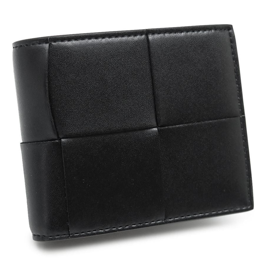 ボッテガヴェネタ 財布 二つ折り イントレチャート レザー 黒