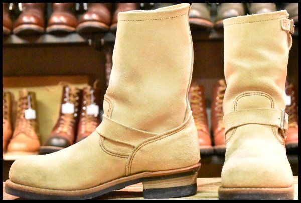 9D 11年 レッドウィング 8268 スエード エンジニア ホーソーンアビレーンラフアウト ベージュ ブーツ redwing HOPESMORE FI435