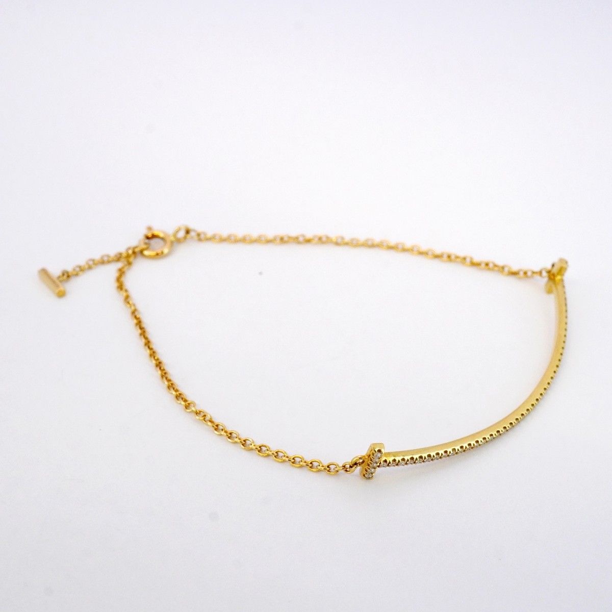 5jib0276 ティファニー ブレスレット Tスマイル K18YG イエローゴールド ダイヤモンド レディース