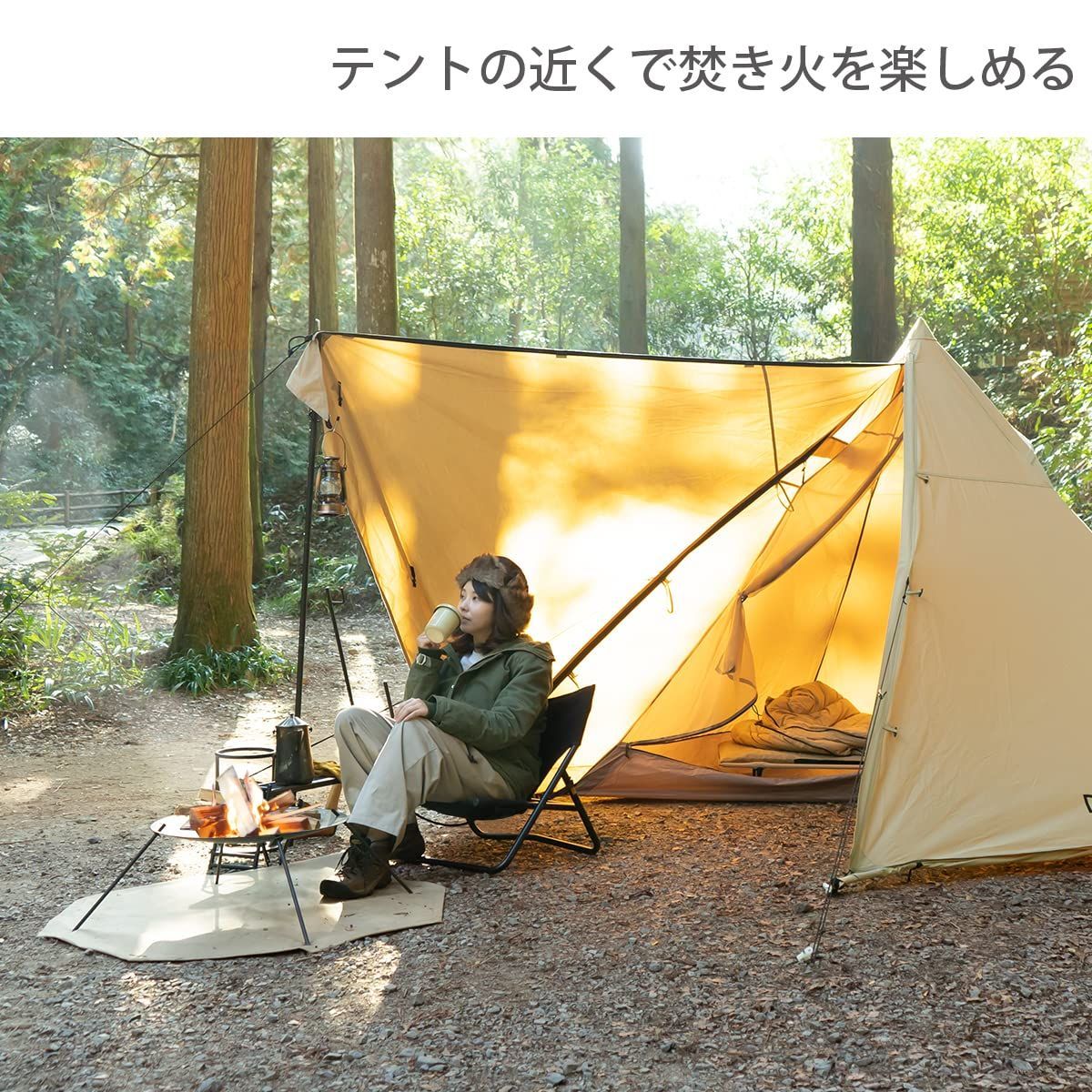 新着商品】T1-819-TN/BK/KH ソロテント 素材の TC 火の粉に強い 1人用 