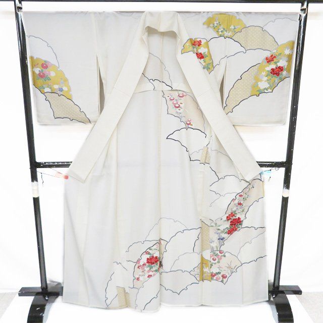 【しつけ付き未使用】花車文様 織りの美しいフォーマル訪問着◇正絹 ホワイト しつけ付き未使用】花車文様 織りの美しいフォーマル訪問着