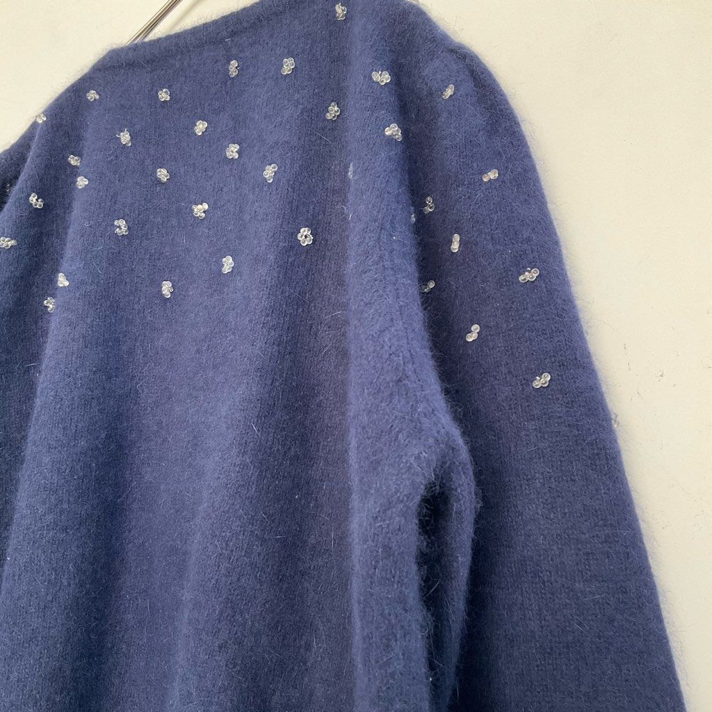 VINTAGE ヴィンテージ モヘアニットカーディガンジャケット ビンテージ古着 80～90s ACCORDEON ジャガードデザイン モヘアニットカーディガン