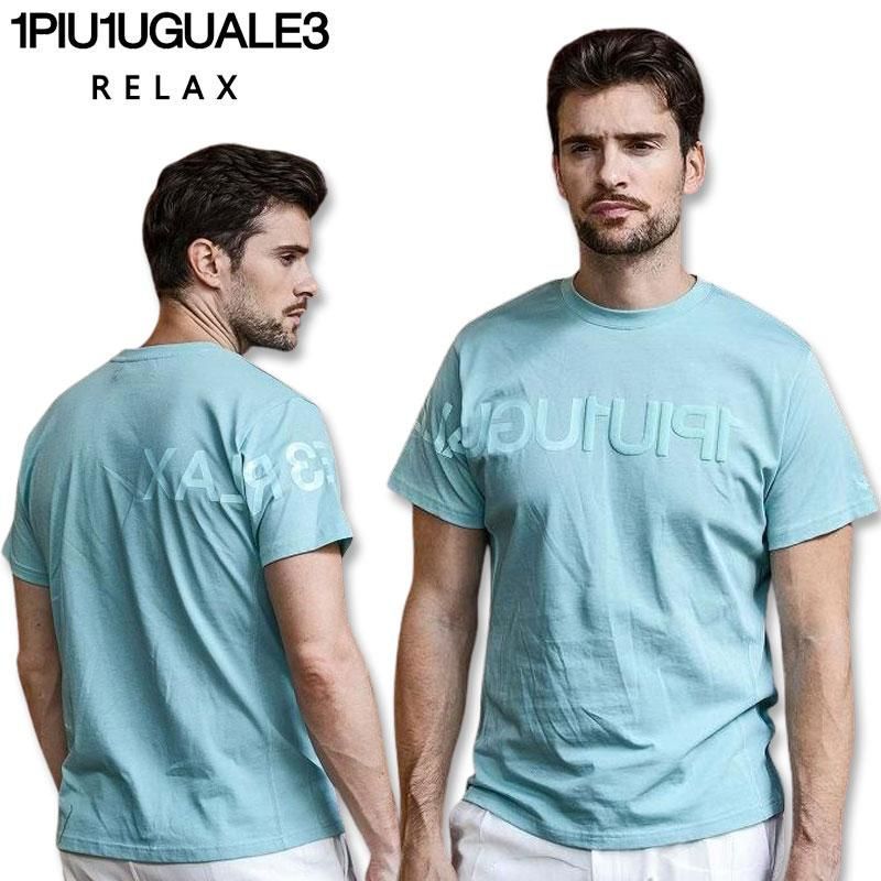 国内発送【1PIU1UGUALE3 RELAX】裾ロゴ半袖Tシャツ / シルケット 1PIU1UGUALE3 RELAX tシャツ RELAX(ウノピゥウノウグァーレトレ