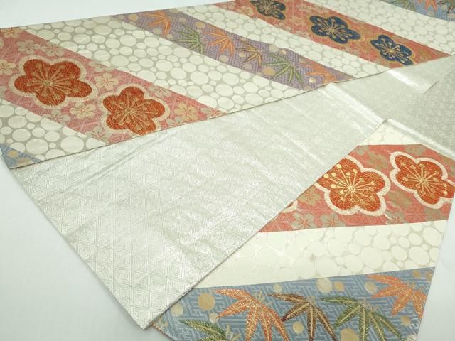 平和屋着物◎佐賀錦 六通柄袋帯 笹梅文 金糸 正絹 逸品
