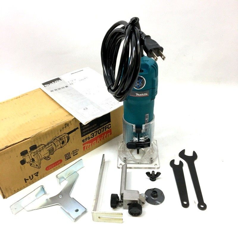 makita マキタ 電子トリマ 3707FC チャック孔径6mm 付属品あり 100V 木工 切削 面取り 溝切り コード式 電動工具 △ DW3495