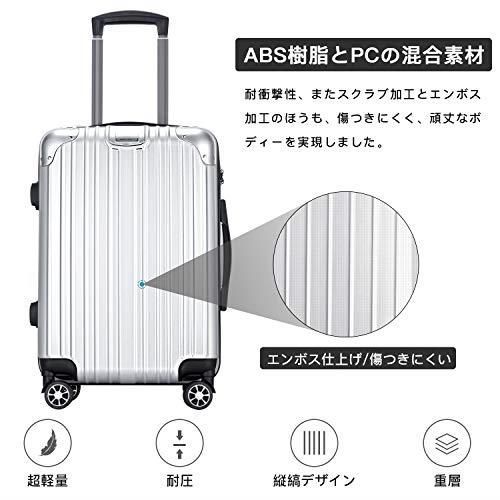 シルバー_S サイズ(40.5L/機内持込) [VARNIC] スーツケース キャリー