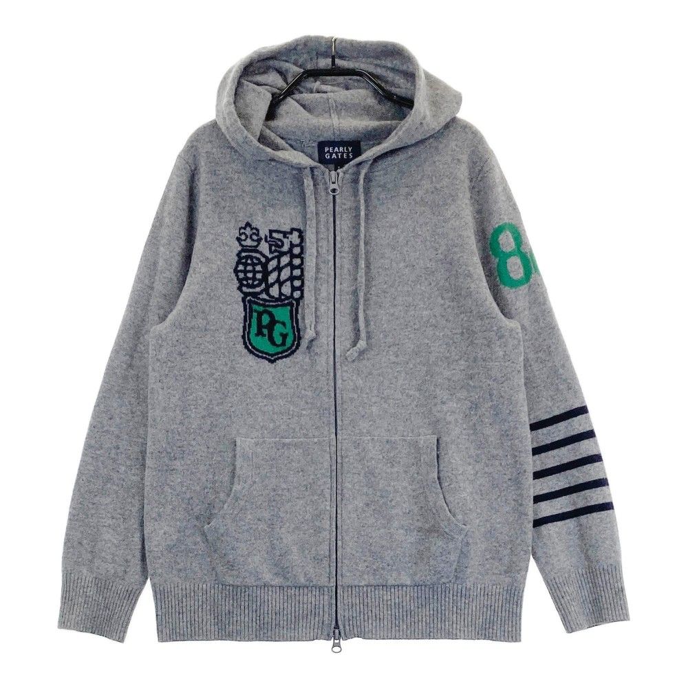 サイズ：1 PEARLY GATES パーリーゲイツ  ニット ジップパーカー  グレー系 [240101453934] ゴルフウェア レディース ストスト サイズ：1 PEARLY GATES パーリーゲイツ ニット ジップパーカー