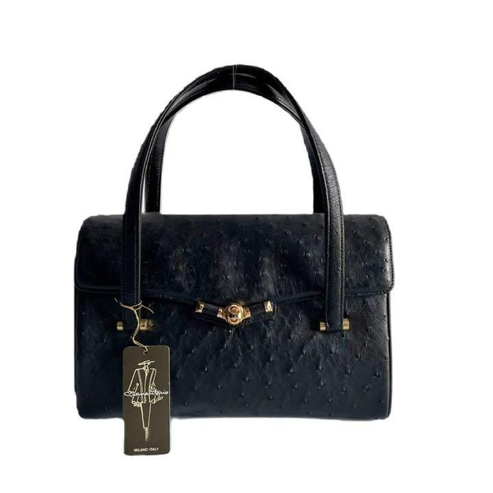 未使用タグ付き ジョンアントニオ JRA オーストリッチ レザー ハンドバッグ