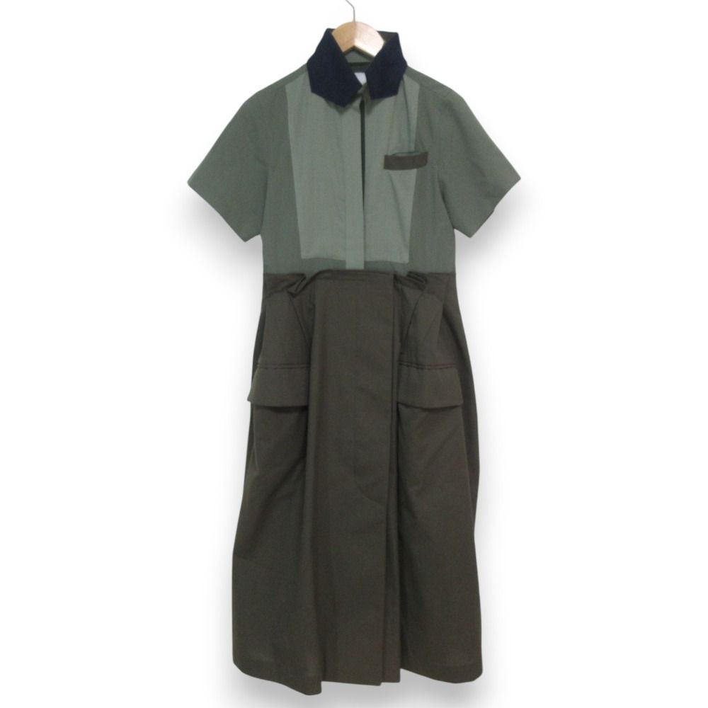 美品 21SS sacai サカイ Suiting Dress ハーフボタン 半袖 ロング丈  