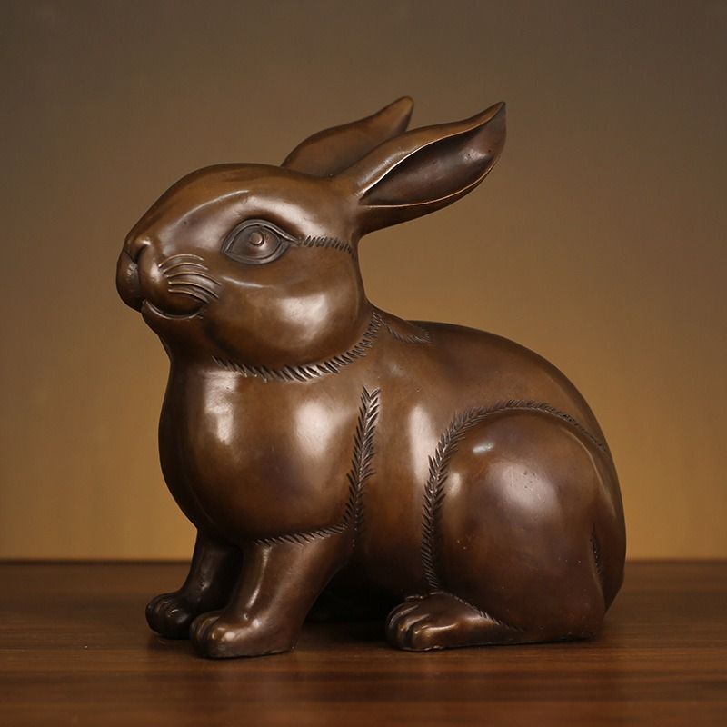 兎 うさぎ 置物 オブジェ ブラウン 茶色 金色 黄金 ゴールド 幸運 長寿