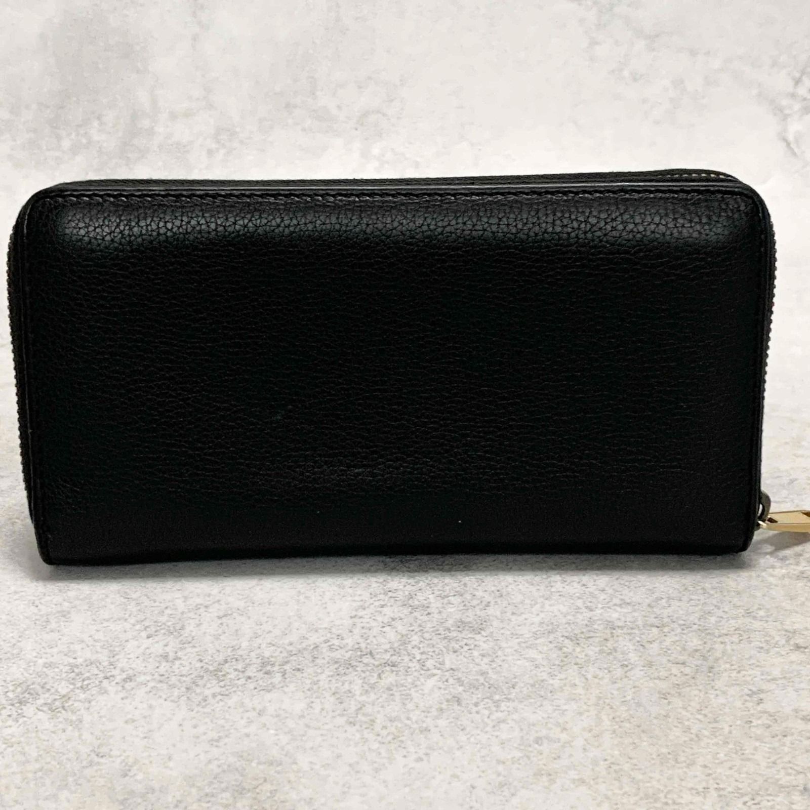 【GUCCI】 グッチ シェリーライン レザー ラウンドファスナー 長財布 極美品]GUCCI グッチ シェリーライン ラウンドファスナー財布 長