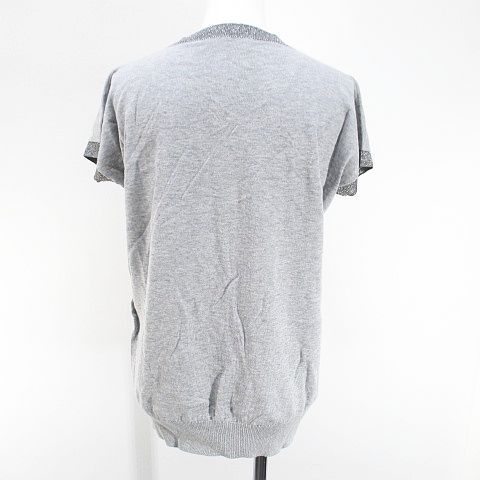 美品＊ファビアナフィリッピFABIANA FILIPPI リブニット M グレー ファビアナフィリッピ FABIANA FILIPPI 半袖 ニット セーター V