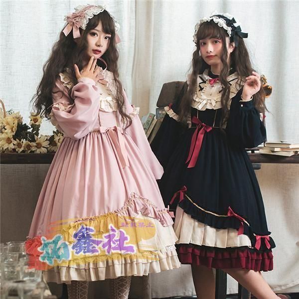 Lolita 衣装 ゴスロリ Aライン リボン レディース コスチューム
