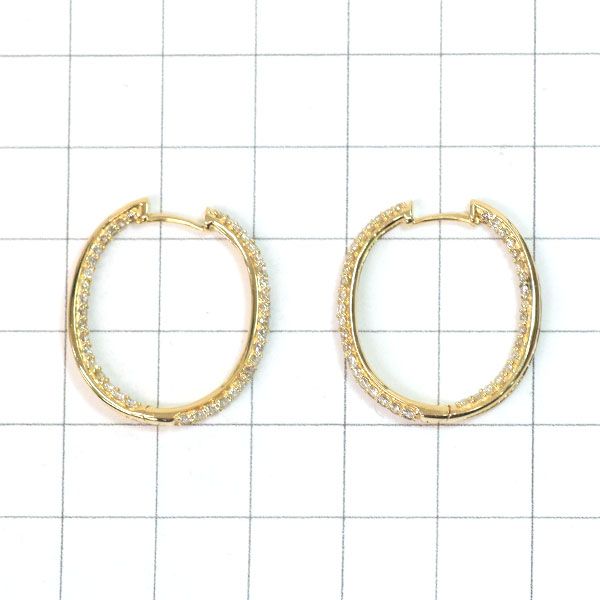 K18YG ダイヤモンド フープ ピアス 1.26ct - メルカリ