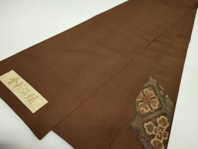 平和屋着物●中国三大刺繍　スワトウ刺繍　汕頭刺繍　総刺繍　太鼓柄袋帯　紬地　更紗花唐草菱文　正絹　逸品　未使用　DAAU6626ob 平和屋着物○西陣 中国三大刺繍 スワトウ刺繍 汕頭刺繍 総刺繍 太鼓柄