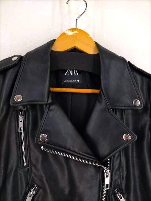 Zara ブラウン レザージャケット　ライダースジャケット ZARA レザー ライダースジャケット M ブラック フェイクレザー
